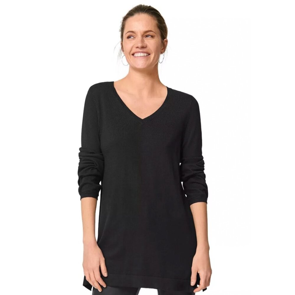 ellos Women's Relaxed Fit V-Neck Sweater Tunic